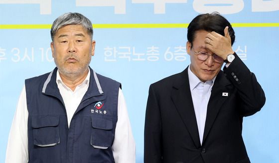 김동명 한국노총 위원장 만난 김민석 총리