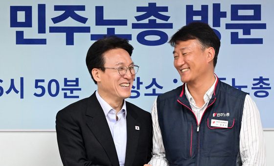 양경수 민주노총 위원장 만난 김민석 국무총리