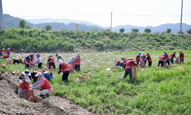 공주시, 집중호우 피해 복구에 자원봉사자 투입