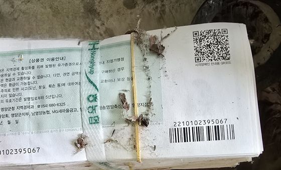 영양군 가정집서 지역화폐 수천만원어치 불법 소각