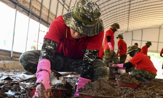 해병대 1사단 산청 집중호우 피해 지역 복구 작전