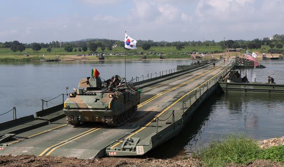 한미연합 제병협동 도하훈련 실시