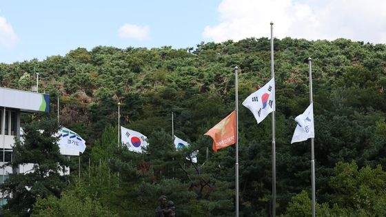 조기 게양된 태극기