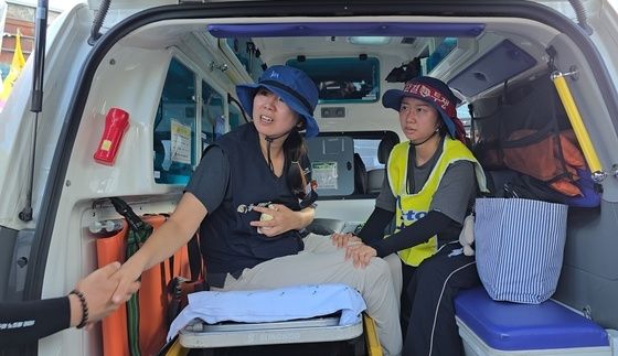 구급차 탄  600일 고공농성 한국옵티칼하이테크 노동자 박정혜 씨