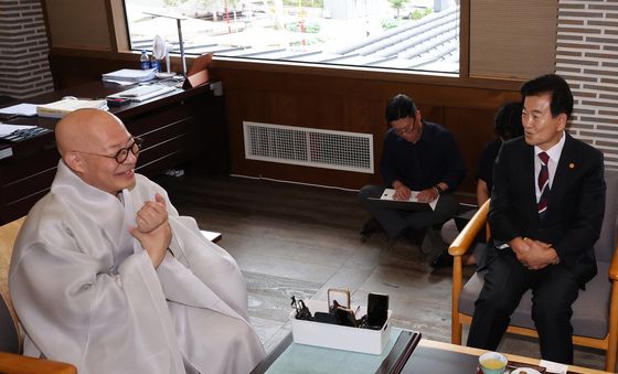 정동영 통일부 장관, 조계종 진우 스님 예방