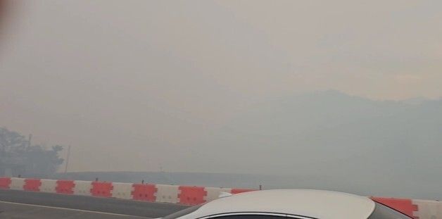 연기로 앞이 안 보이는 경북 의성산불 현장