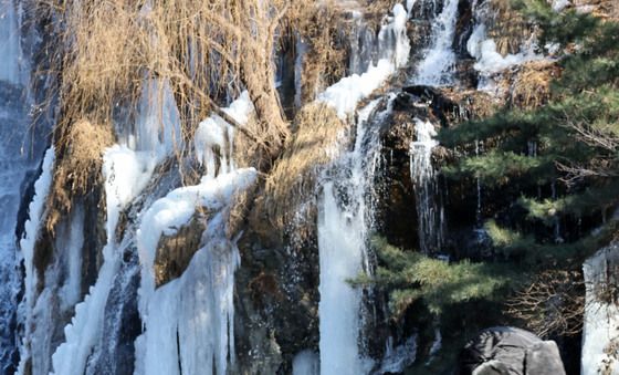 폭포 얼린 한파