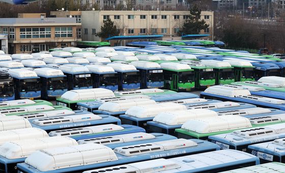 총파업 돌입한 서울 시내버스