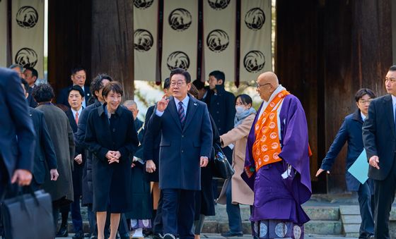 호류지서 친교 행사하는 한일 정상