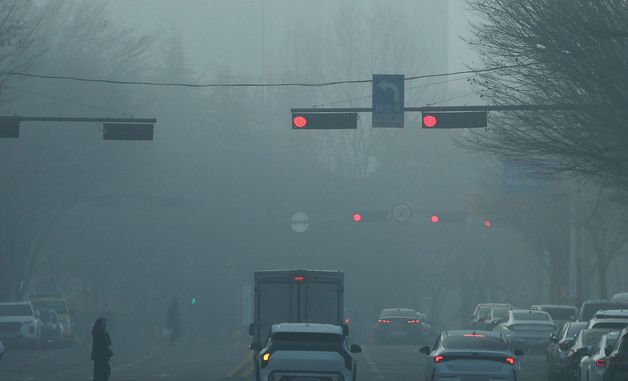 광주 도심, 짙은 안개