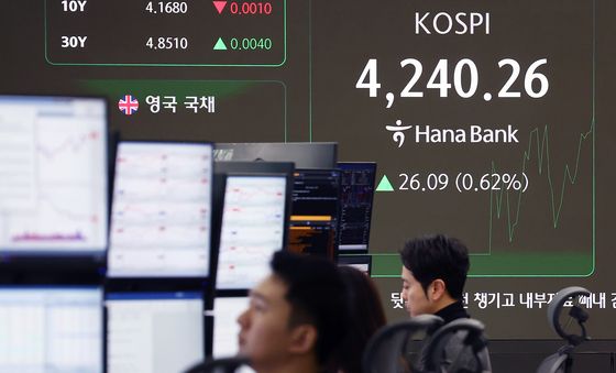 장중 4240선 돌파한 코스피