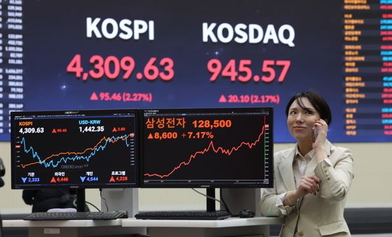 새해 첫 거래일 코스피 4300돌파, 삼성전자 역대 최고치