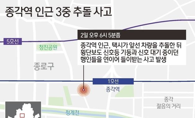 [그래픽] 종각역 인근 택시 인도로 돌진
