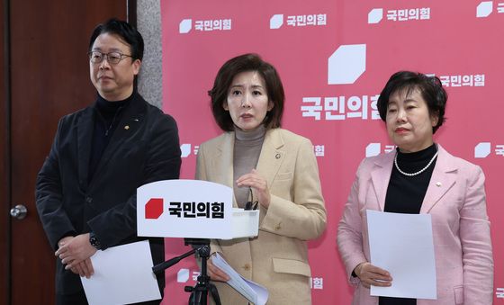 기자회견하는 나경원