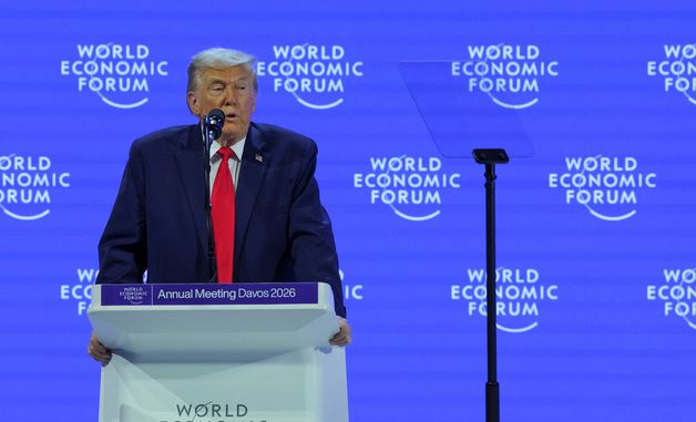 세계경제포럼서 연설하는 트럼프 미국 대통령