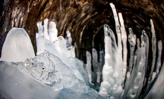 땅에서 솟아나는 '역고드름'이 만들어지는 순간