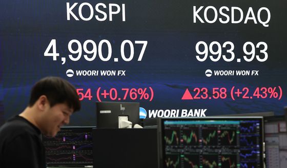 코스피, 장중 5000 찍고 최고가 마감