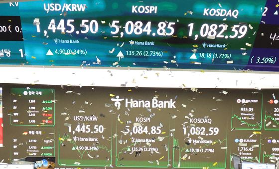 코스피 종가, 첫 5천 돌파