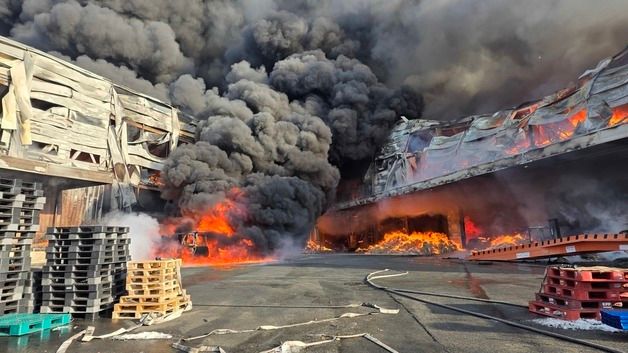 음성 펄프공장 화재 '대응 2단계'