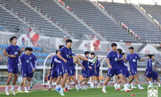 베네수엘라와 일전 앞두고 훈련하는 축구대표팀