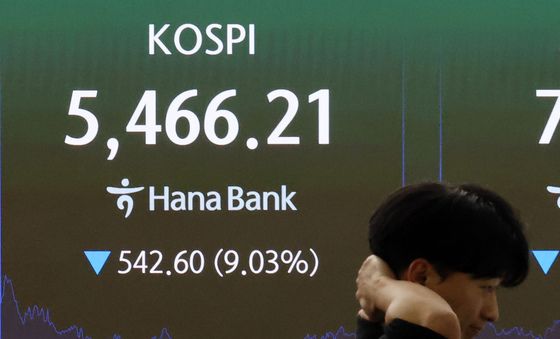 코스피 장중 9%넘게 폭락 '5500붕괴'