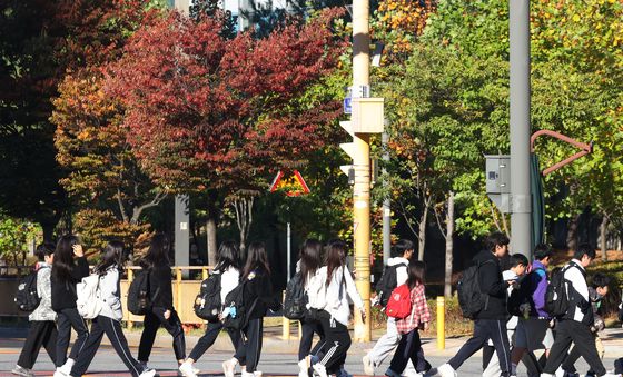 초겨울 날씨 보인 등굣길