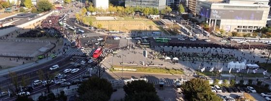 경복궁 앞 민주노총 집회