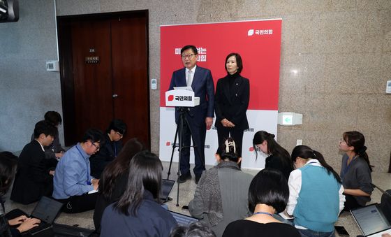 오세훈 시장 2심 무죄 선고 관련 입장 밝히는 정점식 원내대표