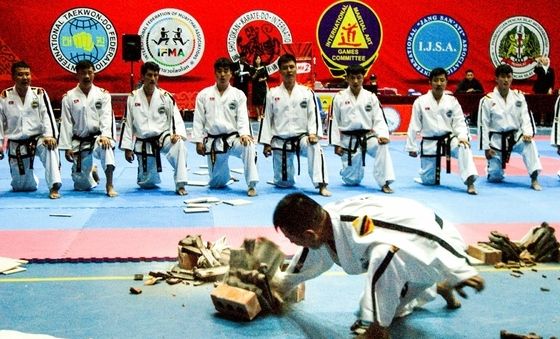 제10차 국제무도경기대회 참석한 北 태권도 시범단