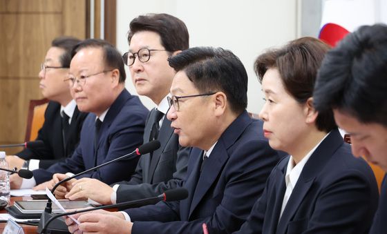 최고위 발언하는 정점식 원내대표