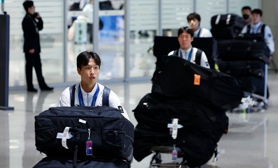 귀국하는 아시안게임 축구대표팀