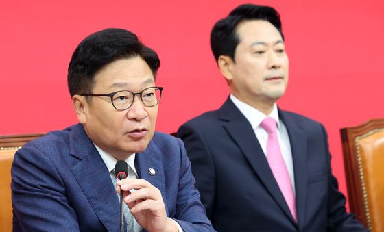 발언하는 정점식 국민의힘 원내대표