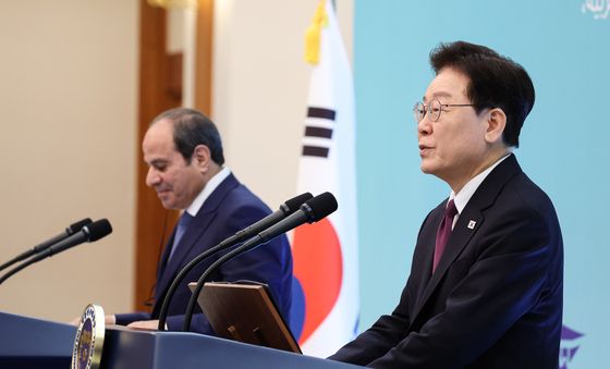 한·이집트 공동언론발표 하는 이재명 대통령