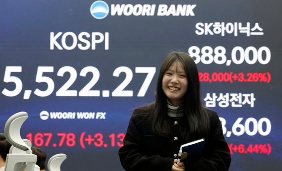 코스피, 사상 첫 5500선 돌파 마감