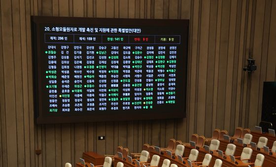 여야의 다른 본회의장 풍경