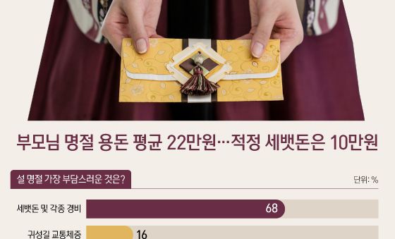 [오늘의 그래픽] 부모님 명절 용돈 평균 22만원…적정 세뱃돈은 10만원