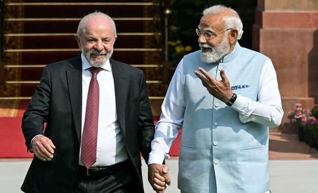 [포토] 손 맞잡은 인도·브라질 정상