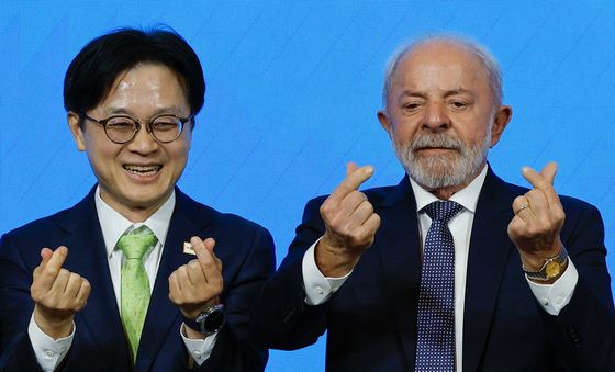 룰라 대통령 '손하트'