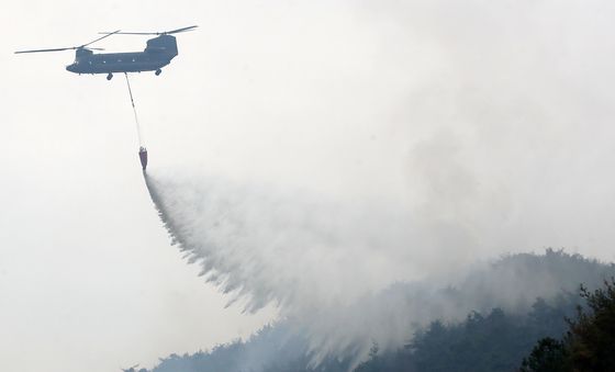 육군 치누크 헬기도 밀양 산불 진화