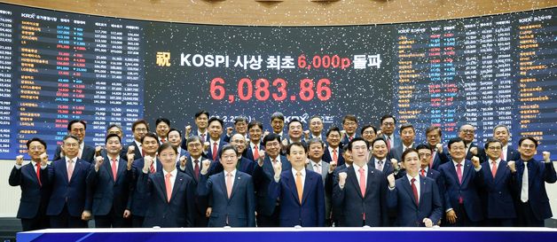 한국거래소 코스피 6000포인트 돌파 기념 세레머니