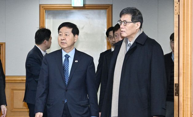 시장상황점검회의 참석하는 구윤철 부총리·이창용 총재