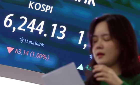 코스피 1% 하락…6,244.13 마감