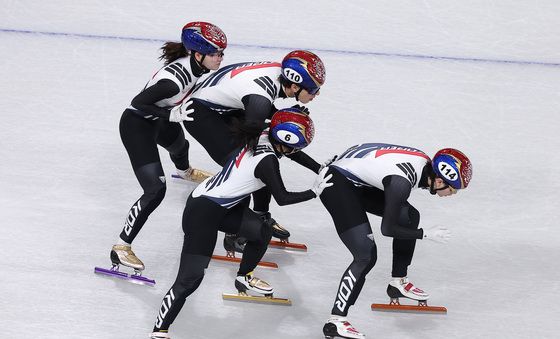 계주 훈련하는 쇼트트랙 대표팀
