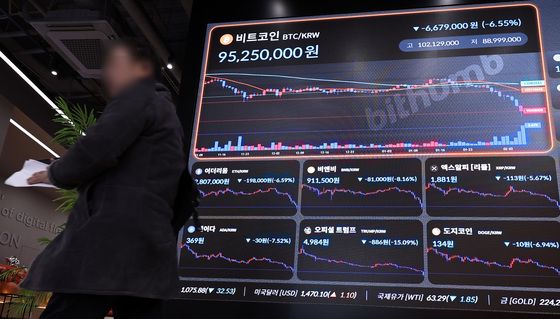 1억 밑으로 떨어진 비트코인