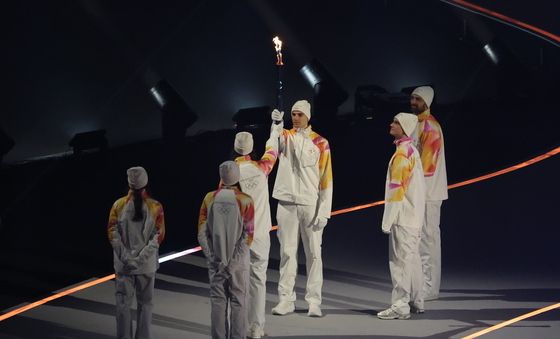 이탈리아 배구 대표팀 '성화 봉송'