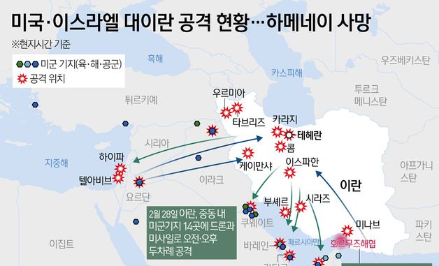[그래픽] 미국·이스라엘 대이란 공격 현황…하메네이 사망