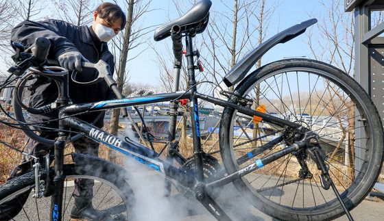 봄철 맞이 자전거 스팀세차