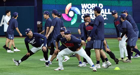 8강전 앞두고 훈련하는 WBC 대표팀
