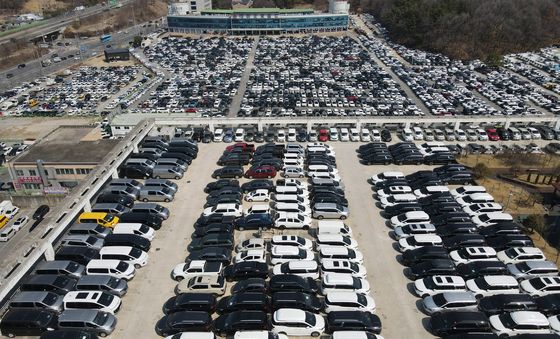 매매단지 가득찬 중고차량