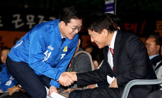 인사나누는 오세훈·정원오